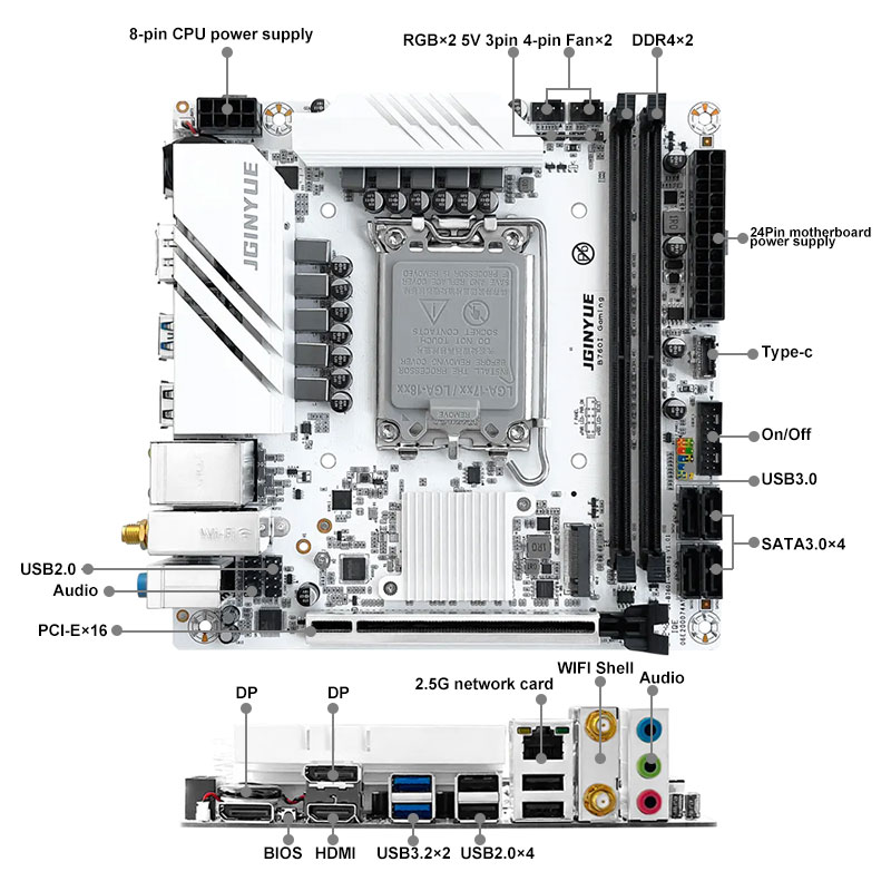 Carte mère JGINYUE B760I GAMIN - Lga1700 Itx Motherboard Ddr5 avis et prix